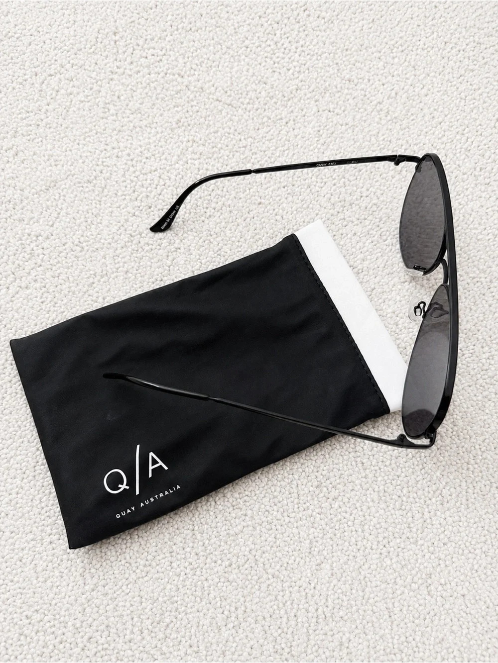 Quay Australia Black Aviator Sunglasses with Silver Lenses